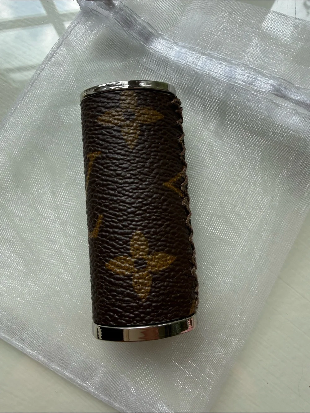 Men's Brown Monogram Leather Lighter Holder Case
